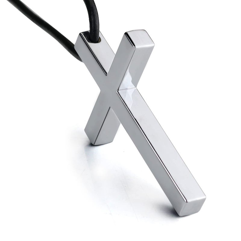 Fsforcar Cross Hanging Ornaments for Car Rear View Mirror  Cross Metal Car Charm  Pendant Decoration for Car  Truck  Home Decor (Sliver) - Image 4